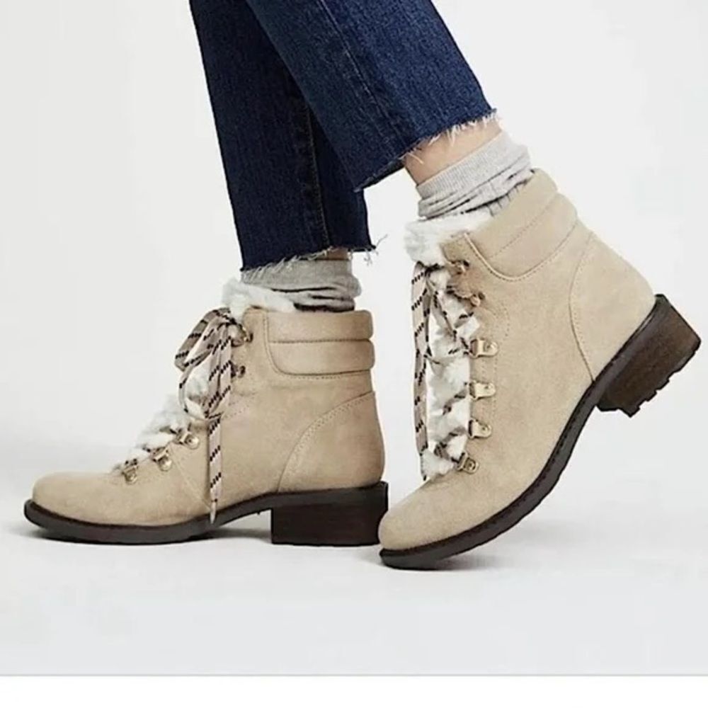Sam Edelman Darrah 2 Tan Suede Lace Up Ankle Boots - Picture 1 of 8